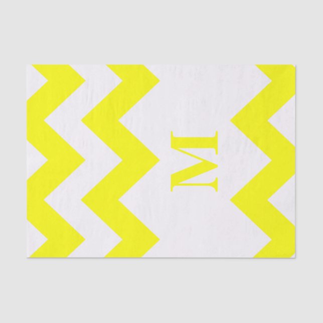 Papier Mousseline Chevron jaune gras avec monogramme (Recto)