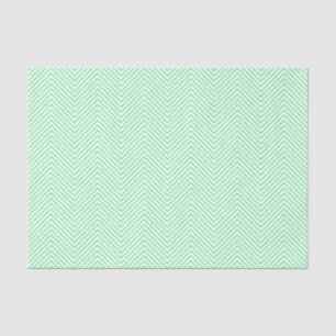 Papier Mousseline Chevron Line Tissue Paper - Vert clair sur blanc