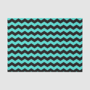 Papier Mousseline Chevron moderne Zigzag noir et bleu turquoise