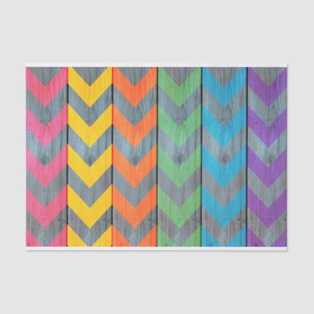 Papier Mousseline Chevron Motif On Wood Texture par Shirley Taylor (Recto)
