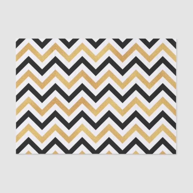 Papier Mousseline Chevron noir et or (Recto)