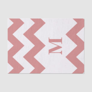 Papier Mousseline Chevron rose gras avec monogramme