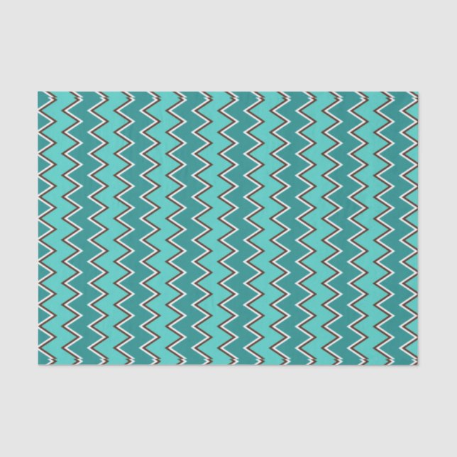 Papier Mousseline Chevron turquoise et Brown (Recto)