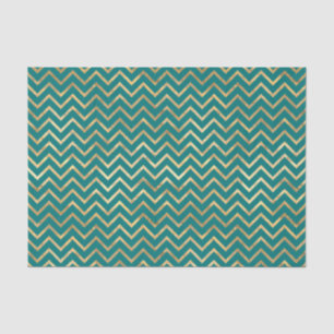 Papier Mousseline Chevron turquoise et Gold Foil