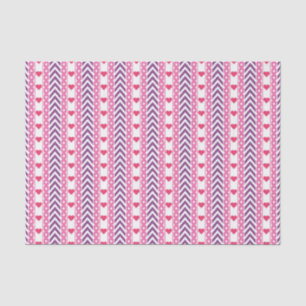 Papier Mousseline Chevrons et Coeurs Motif Tissu Papier