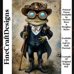 Papier Mousseline Chic Anthropomorphique Steampunk Frog R4F Découpag