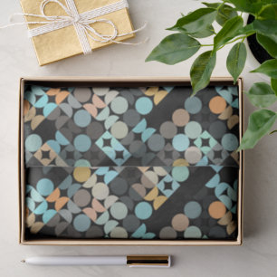 Papier Mousseline Chic Aqua Blue Coral Orange Circles Art Motif