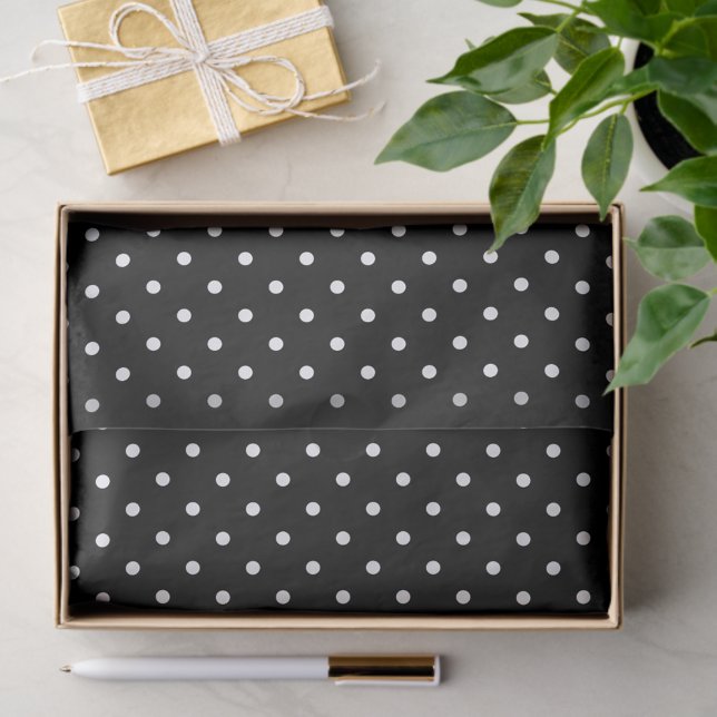 Papier Mousseline Chic Black & White Small Polka Dots (Chic Black & White Small Polka Dots Tissue Paper)
