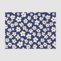 Chic Boho Daisies Motif bleu foncé