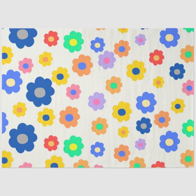 Papier Mousseline Chic Boho Fleur Coloré (Recto)