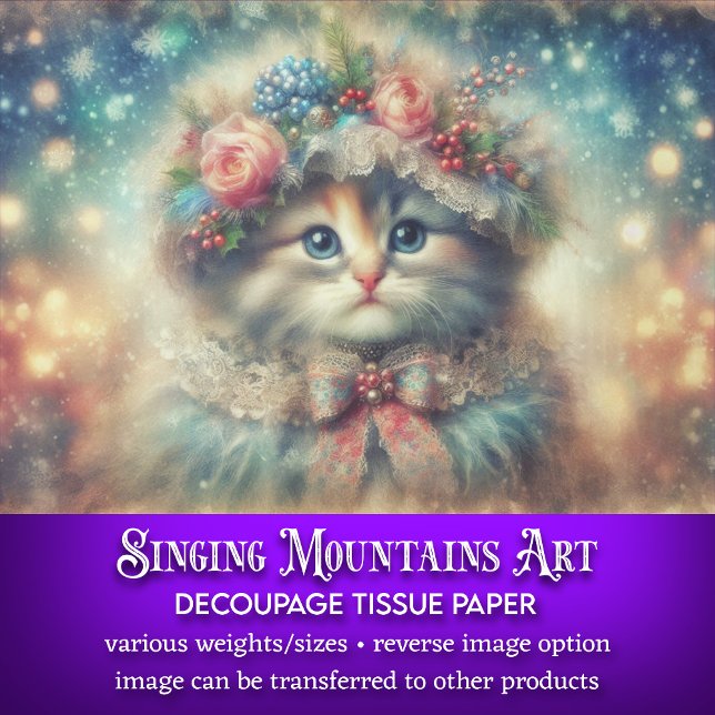 Papier Mousseline Chic Chic Chic Chat Chic Shabby Whimsby - Découpag (Créateur téléchargé)