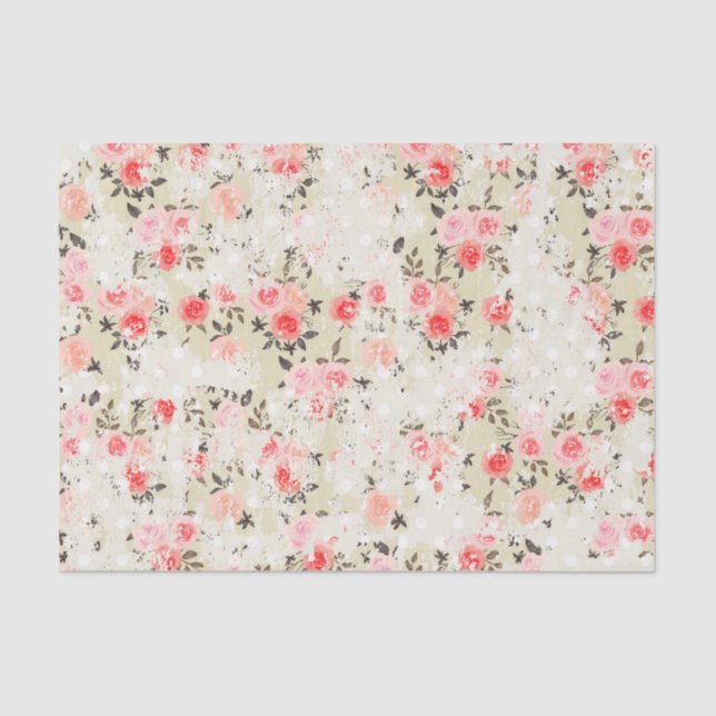 Papier Mousseline Chic Chic Roses Roses Roses Beige Pois (Recto)