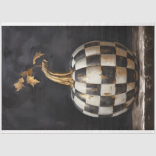Papier Mousseline Chic citrouille et tige or noir et blanc