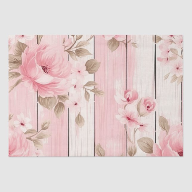 Papier Mousseline Chic Découpage en bois rose (Recto)