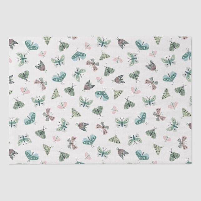 Papier Mousseline Chic Desert Retro Blush Green Butterfly Foliing (Recto)