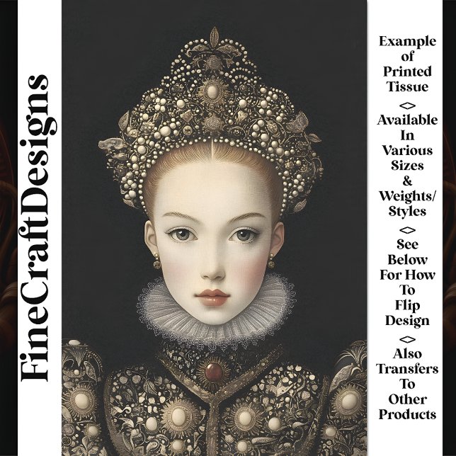 Papier Mousseline Chic Fiction Reine Princesse Femme BG5 Découpage (Créateur téléchargé)