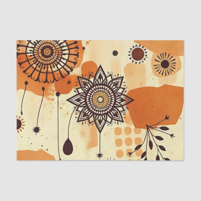 Papier Mousseline Chic Floral Chaud Mandala Rustique Automne (Recto)