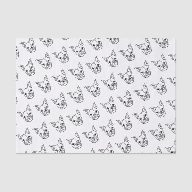 Papier Mousseline Chic French Bulldog Line Art : Modifier votre text (Recto)