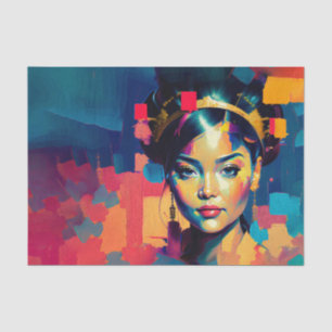 Papier Mousseline Chic Gold Foil Colorful Femmes Impasto peinture à