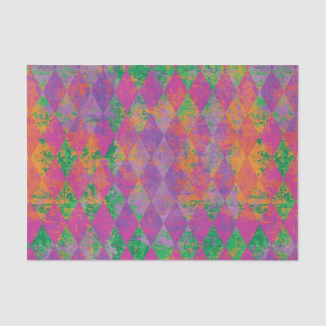 Papier Mousseline Chic Mardi Gras violet Motif Arlequin Gold Arlequi (Recto)