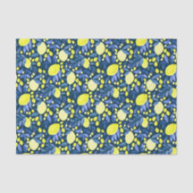 Chic Méditerranéen Rustique Citrons Feuille Bleue
