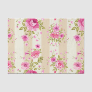 Papier Mousseline chic minable, rose floral, beige, vintage,
