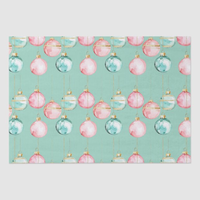 Papier Mousseline Chic Mint rose or ornements de Noël (Recto)