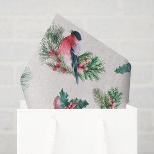 Papier Mousseline Chic Noël Vacances Bullfinch Pine Holly