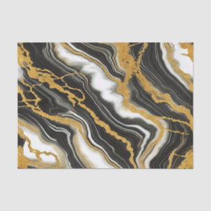 Papier Mousseline Chic noir blanc marbre or look Mariage glam