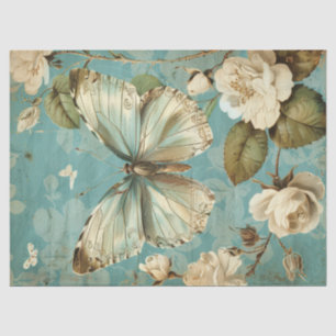 Papier Mousseline Chic papillon blanc Shabby et rose roux