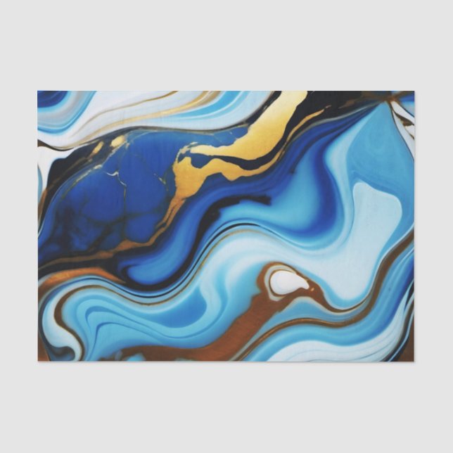 Papier Mousseline Chic Pastel or bleu Faux Marble (Recto)