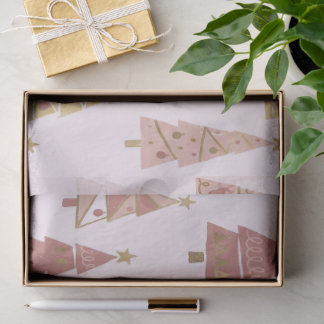 Papier Mousseline Chic Pastel Pink and Gold Christmas Tree