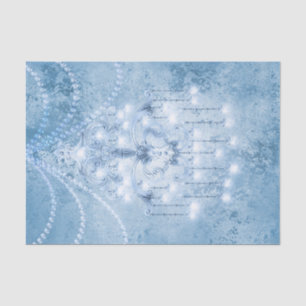 Papier Mousseline Chic Pearl Bleu Chandelier blanc Shabby Découpage