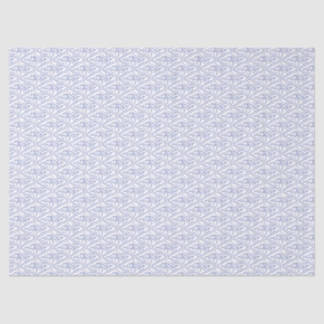 Papier Mousseline Chic Périwinkle Bleu Blanc Floral Diamond Motif (Recto)