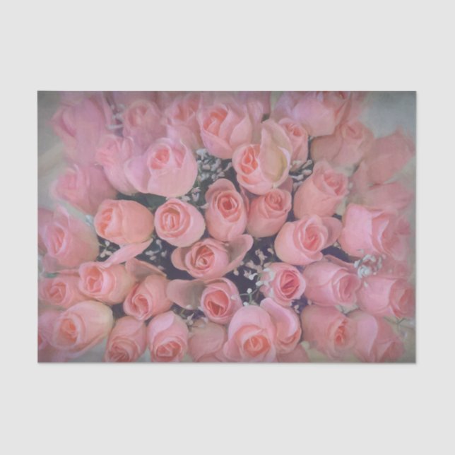 Papier Mousseline Chic Pink Roses Bouquet Pays Vintage (Recto)