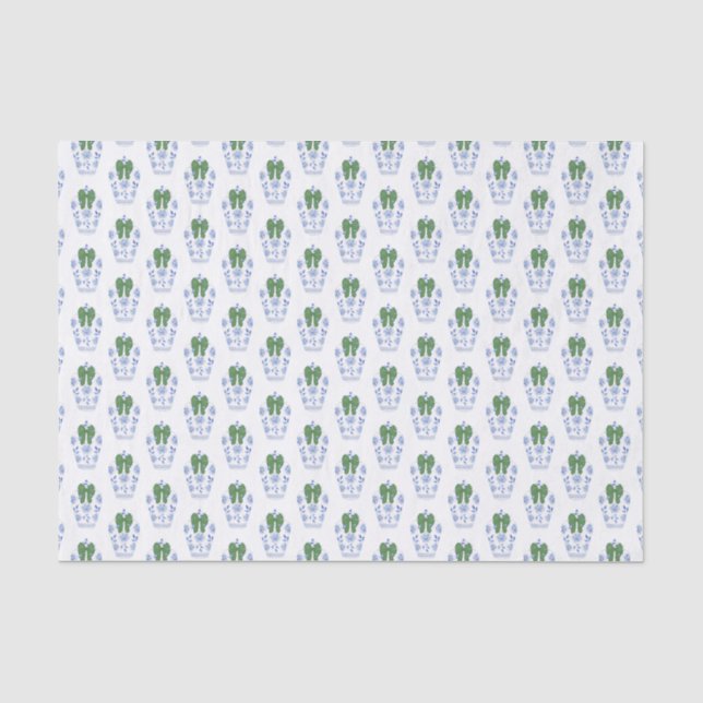 Papier Mousseline Chic Pot à gingembre ruban vert aquarelle Noël (Recto)