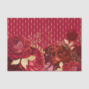 Papier Mousseline Chic Red Gold Floral