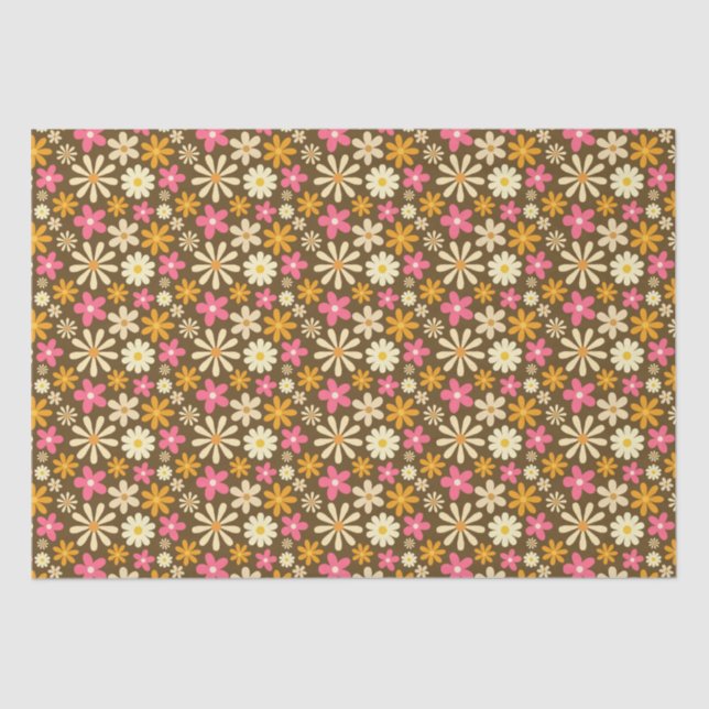 Papier Mousseline Chic Retro les années 70 Super Hippie Flower (Recto)