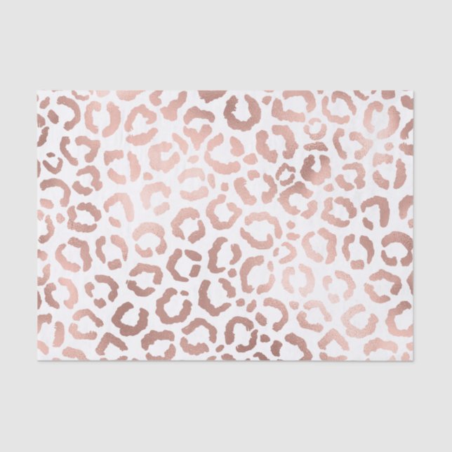 Papier Mousseline Chic Rose Gold Leopard Cheetah Poster de animal (Recto)