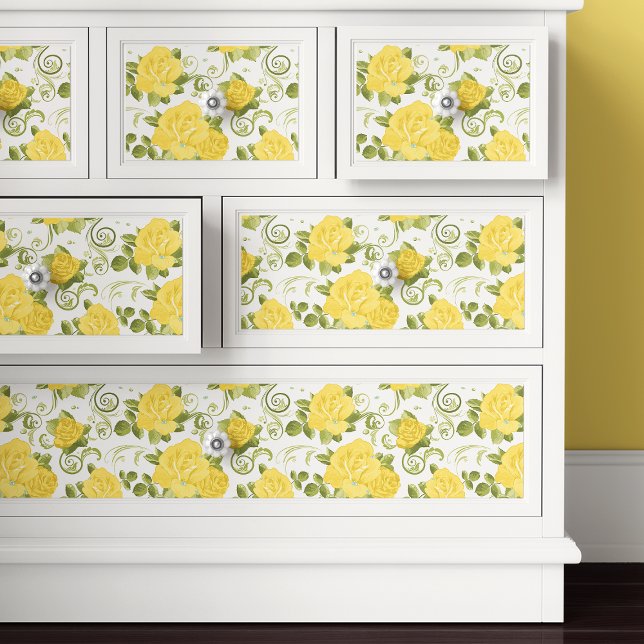 Papier Mousseline Chic Roses Jaunes Découpage Florale (Créateur téléchargé)