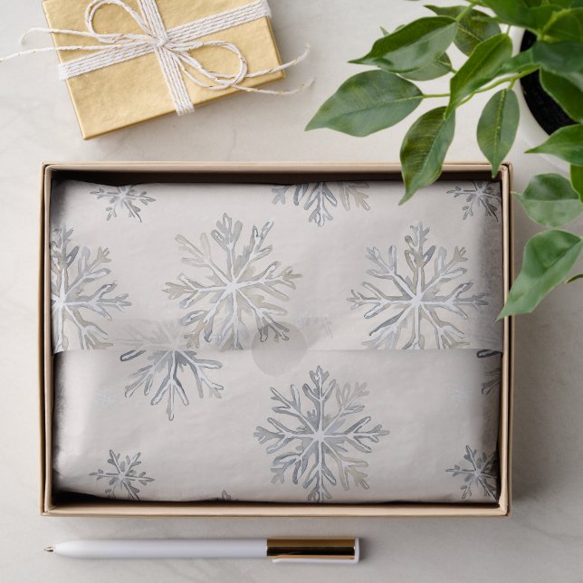 Papier Mousseline Chic Rustique Crème de Noël Snowflakes (Cadeau)