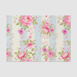Papier Mousseline Chic Shabby, floral, vintage, rose, bleu, crème, t