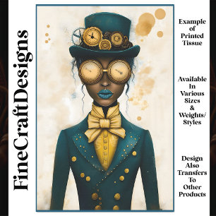 Papier Mousseline Chic Steampunk Female Gold Goggets P4 Decoupage