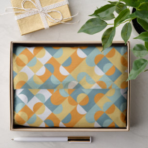 Papier Mousseline Chic Sunny Orange Turquoise Cercles Bleus Motif d'