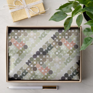 Papier Mousseline Chic Taupe Beige clair Olive Green Cercles Motif