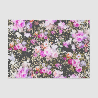 Papier Mousseline Chic vintage noir floral or confetti