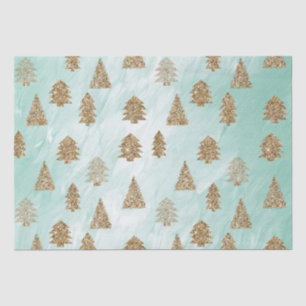 Papier Mousseline Chic White Mint Gold Parties scintillant Arbres de