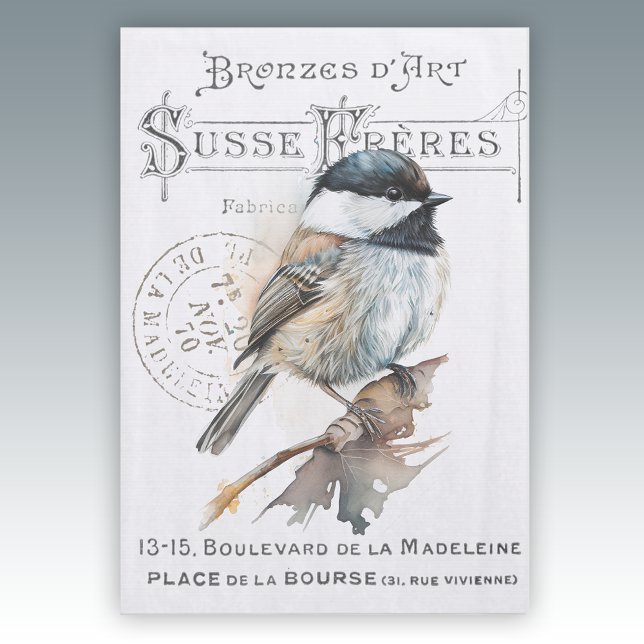 Papier Mousseline Chickadee Bird Typographie française Découpage Vin (Créateur téléchargé)