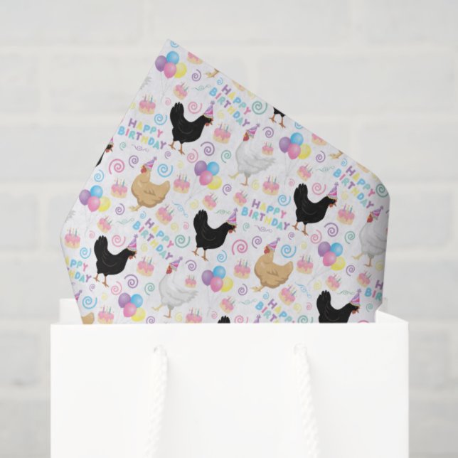 Papier Mousseline Chicken Birthday Tissue Paper (Sac cadeau)