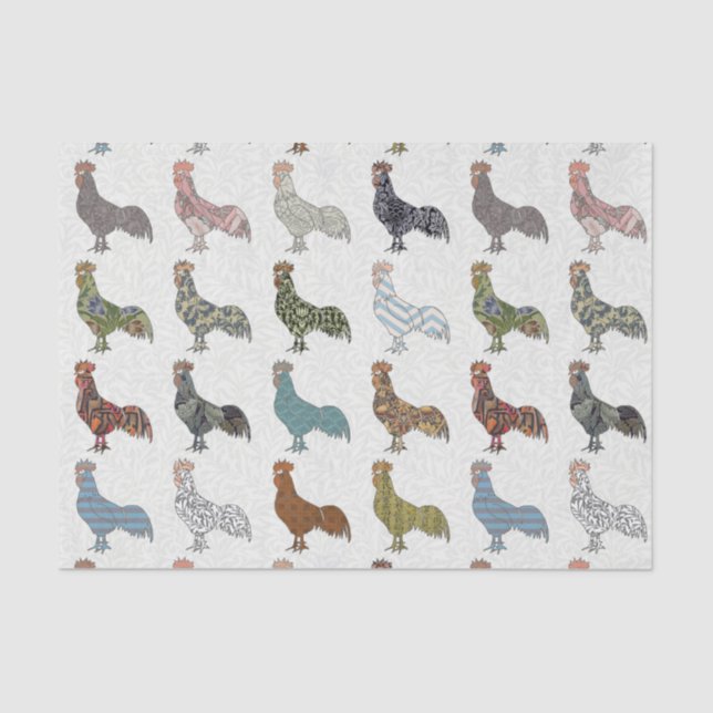 Papier Mousseline Chicken Rooster Coloré ferme Motif (Recto)